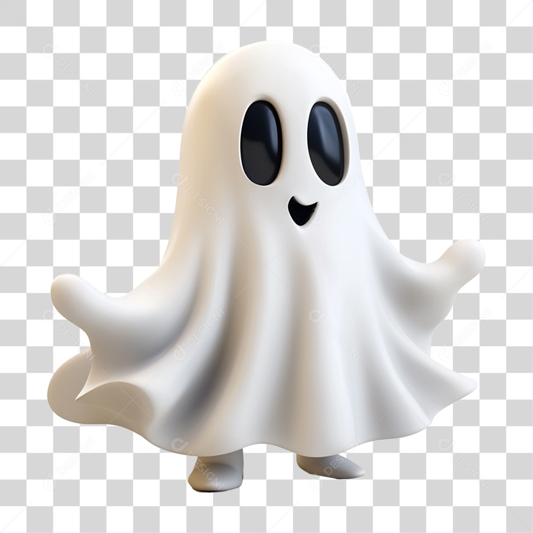 Elemento 3D Fantasma de Halloween PNG Transparente