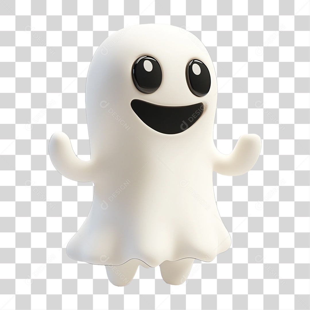Elemento 3D Fantasma de Halloween PNG Transparente