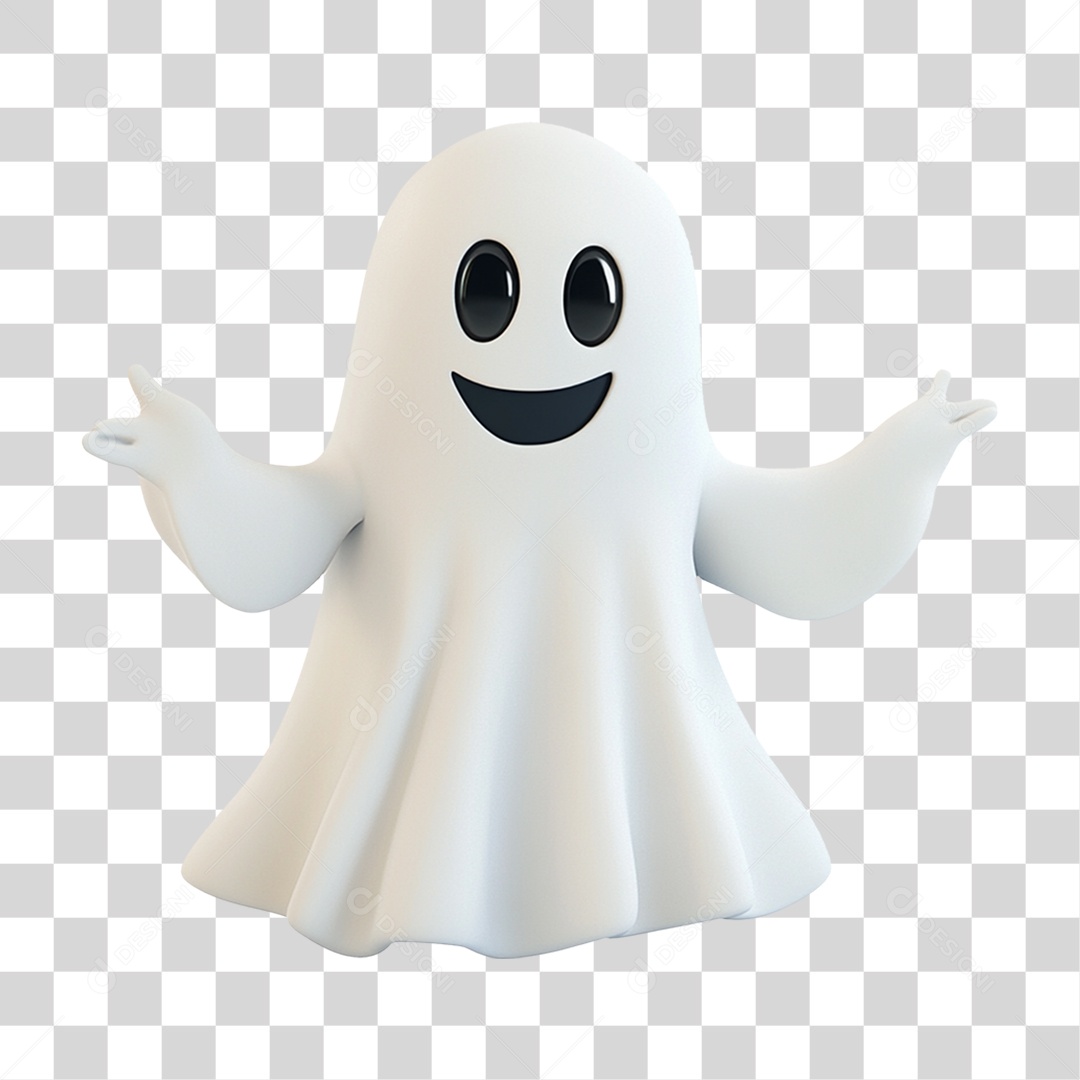 Elemento 3D Fantasma de Halloween PNG Transparente