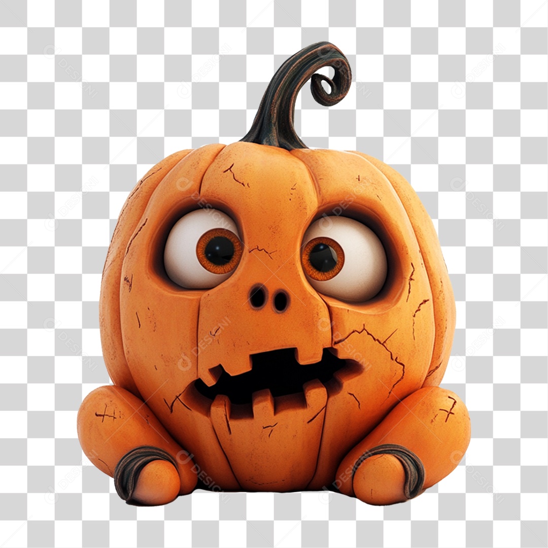 Elemento 3D Halloween Abóbora PNG Transparente
