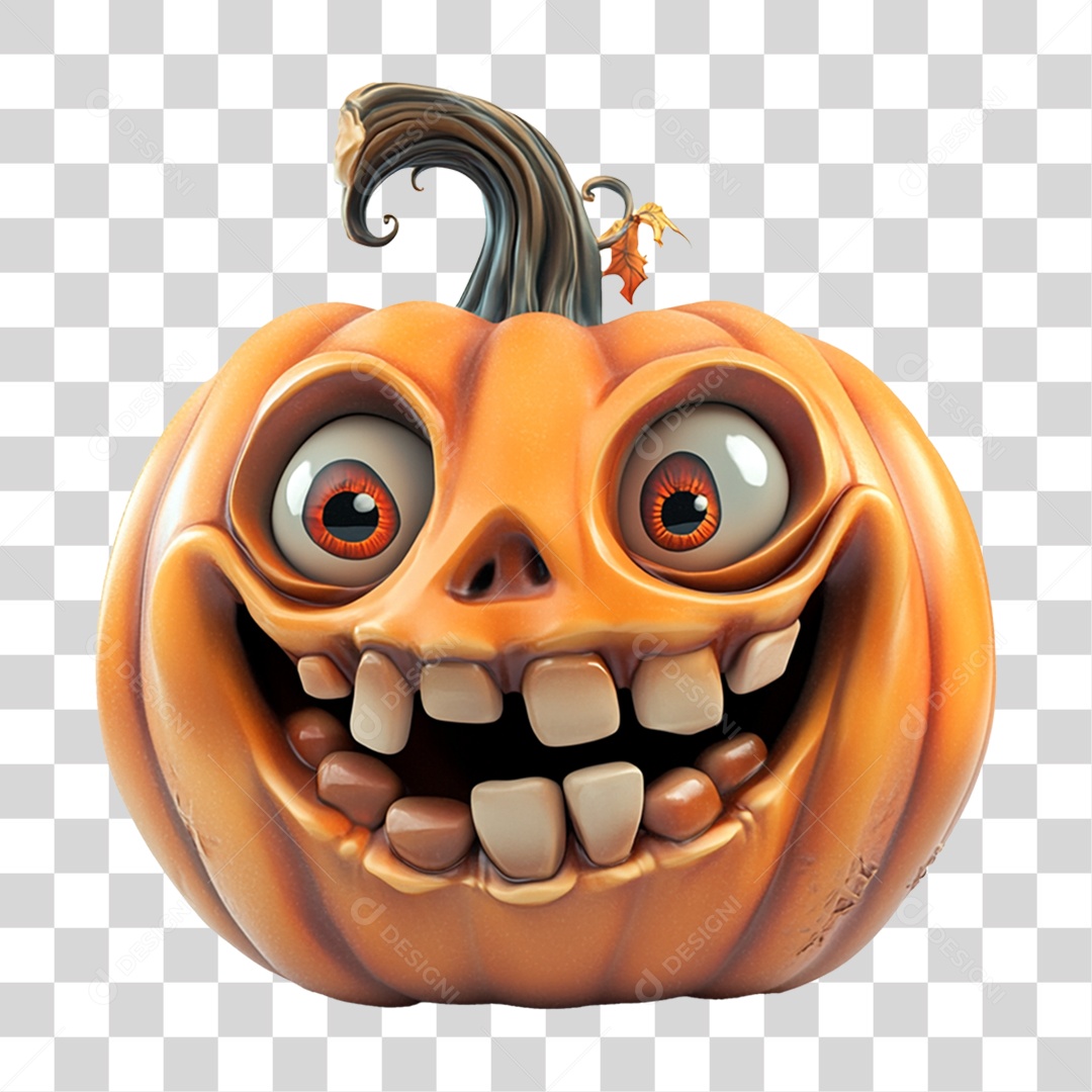Elemento 3D Halloween Abóbora PNG Transparente