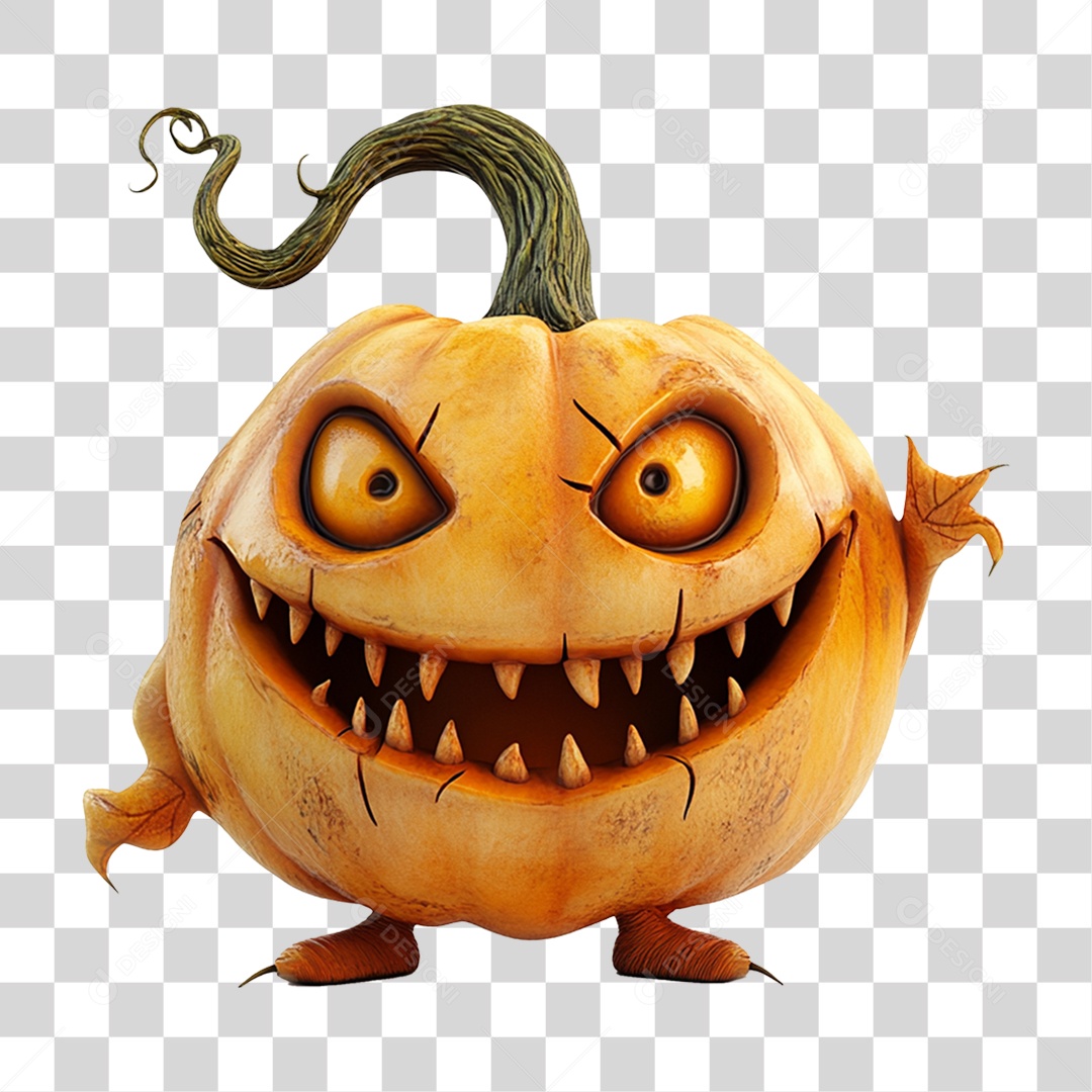 Elemento 3D Halloween Abóbora PNG Transparente