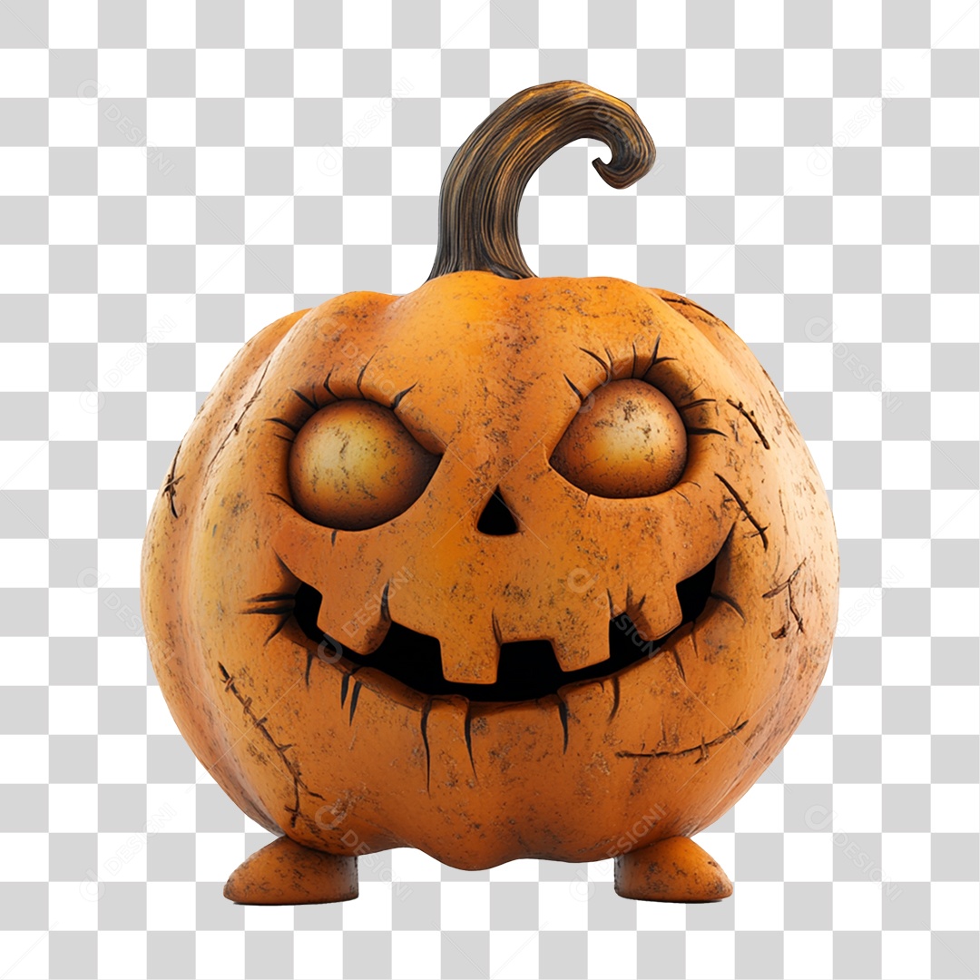 Elemento 3D Halloween Abóbora PNG Transparente