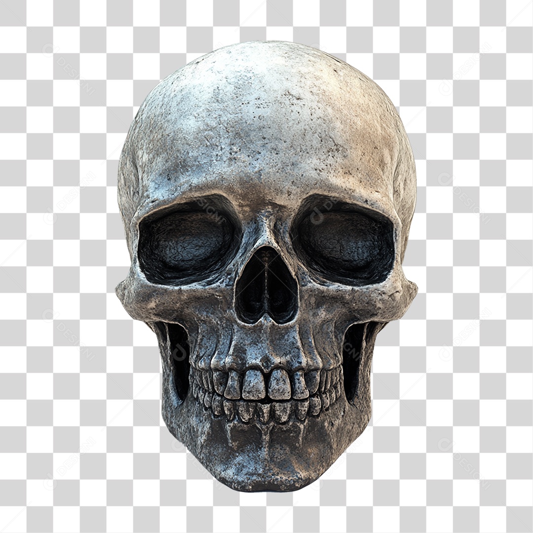 Elemento 3D Caveira de Halloween PNG Transparente