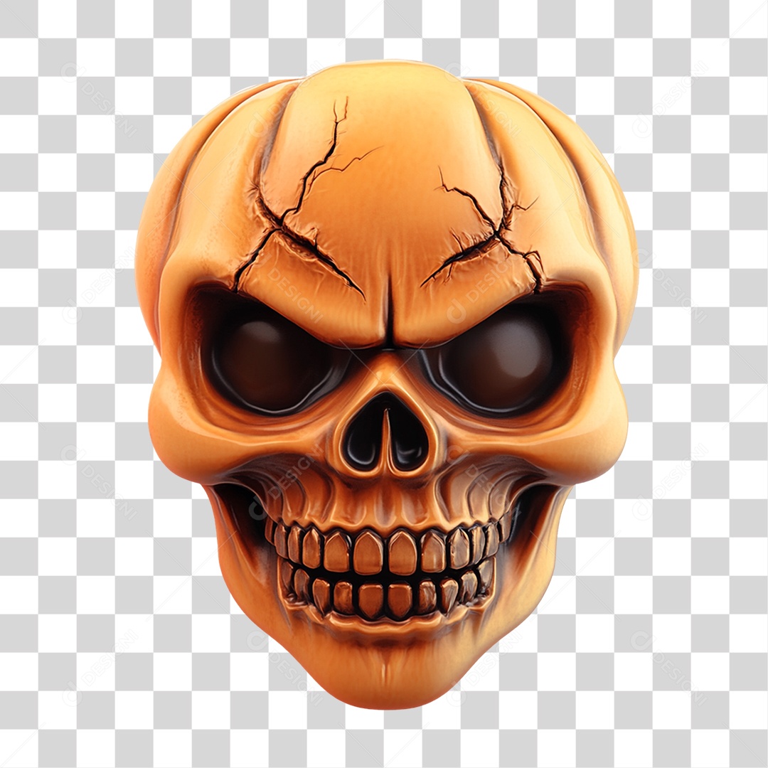 Elemento 3D Caveira de Halloween PNG Transparente