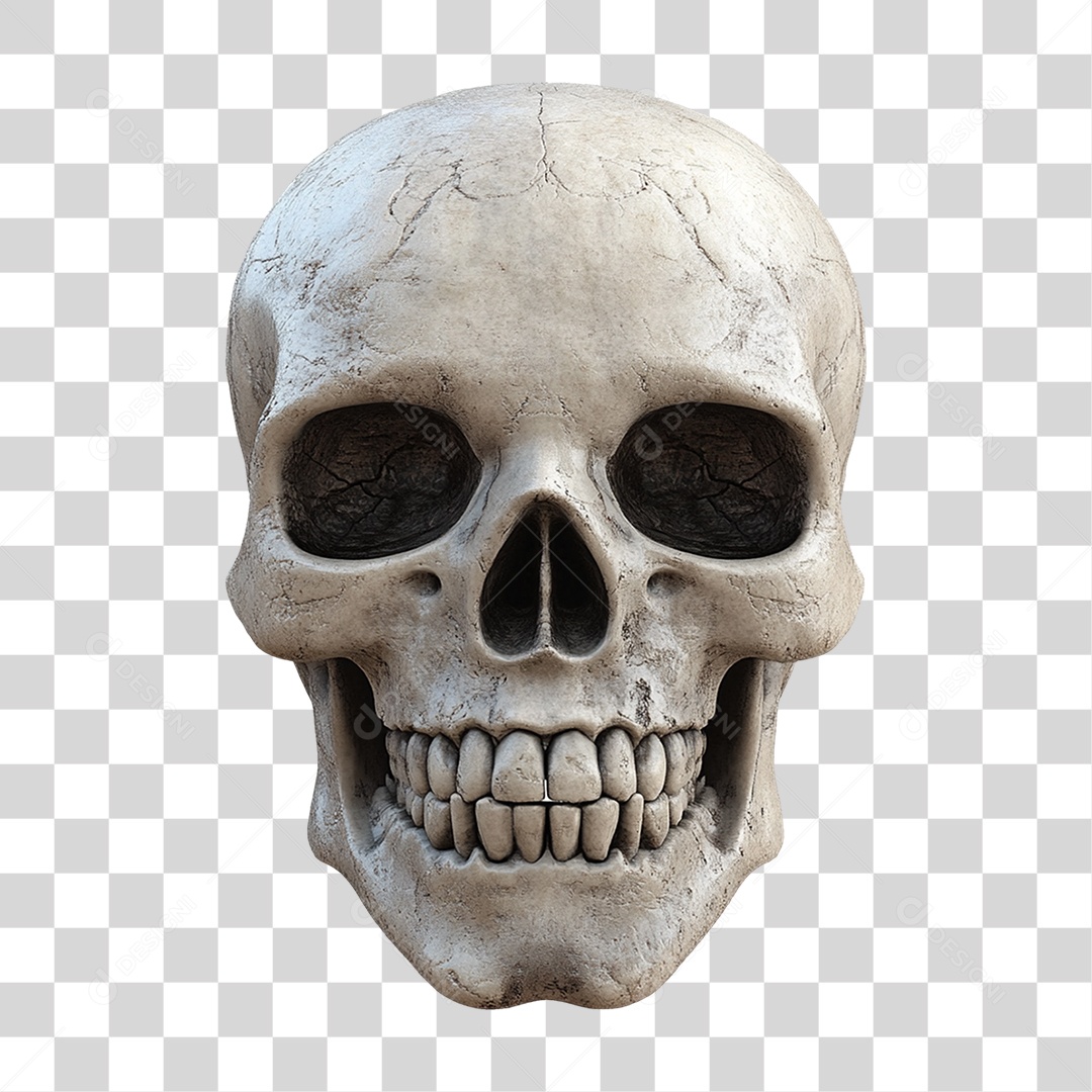 Elemento 3D Caveira de Halloween PNG Transparente