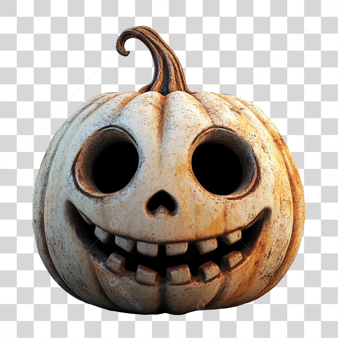 Elemento 3D Caveira de Halloween PNG Transparente