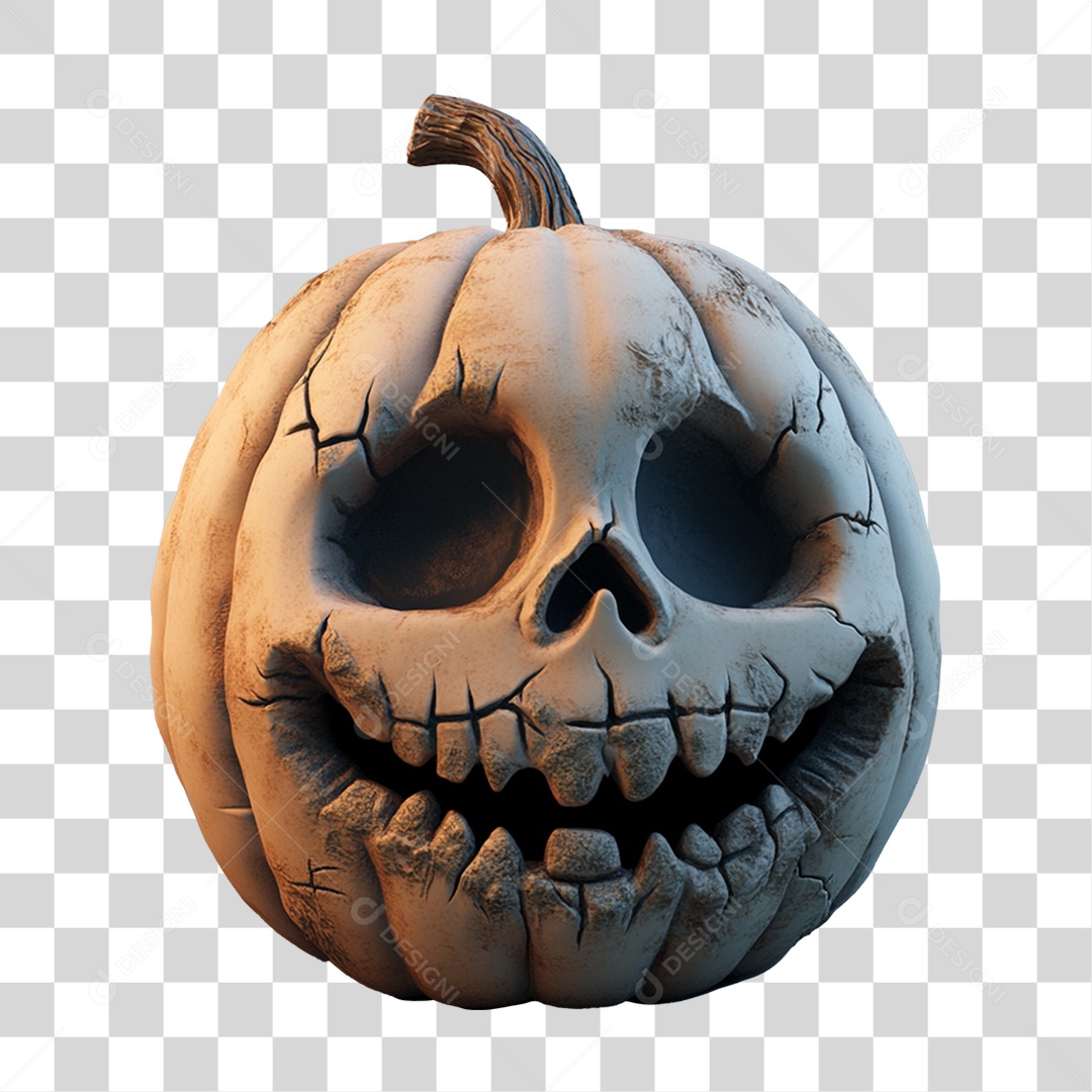 Elemento 3D Caveira de Halloween PNG Transparente