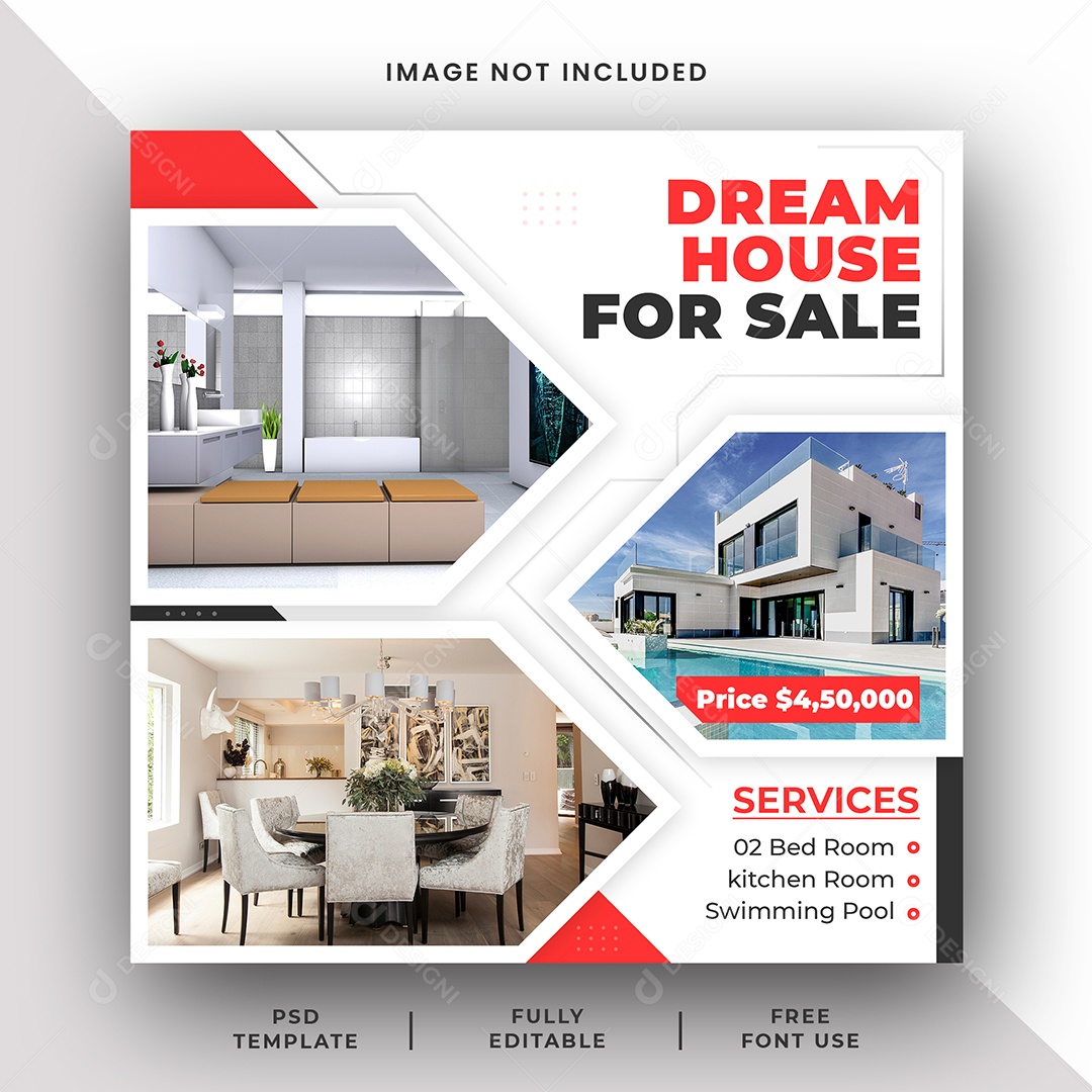 Imobiliária Encontre o Imóvel Dos Seus Sonhos Social Media PSD Editável