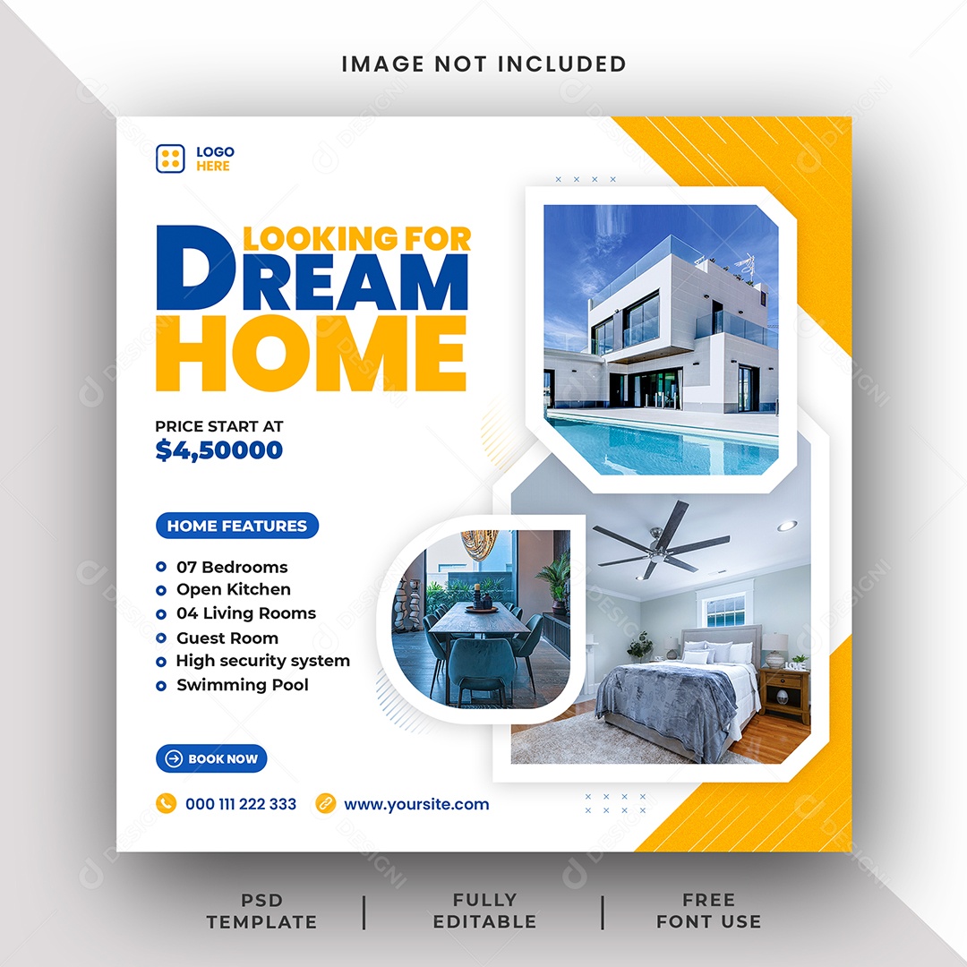 Imobiliária Encontre o Imóvel Dos Seus Sonhos Social Media PSD Editável