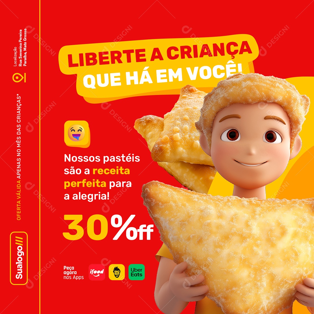 Pastelaria Liberte a Criança Que Há em Você Social Media PSD Editável