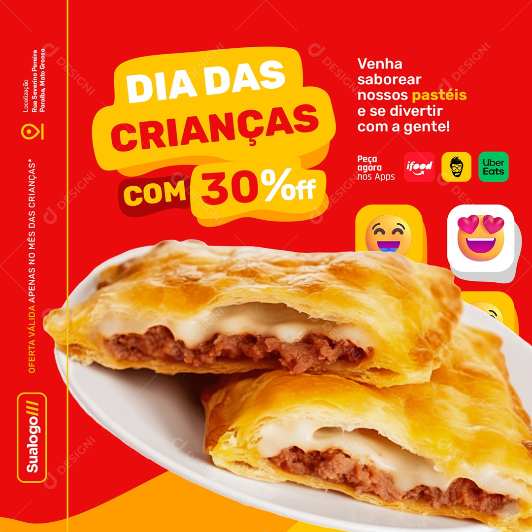 Pastelaria Dia das Crianças com 30% Off Social Media PSD Editável