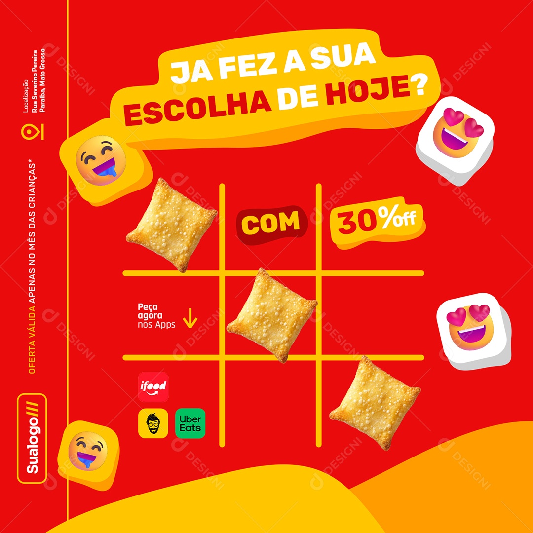 Pastelaria Ja Fez a Sua Escolha de Hoje Social Media PSD Editável