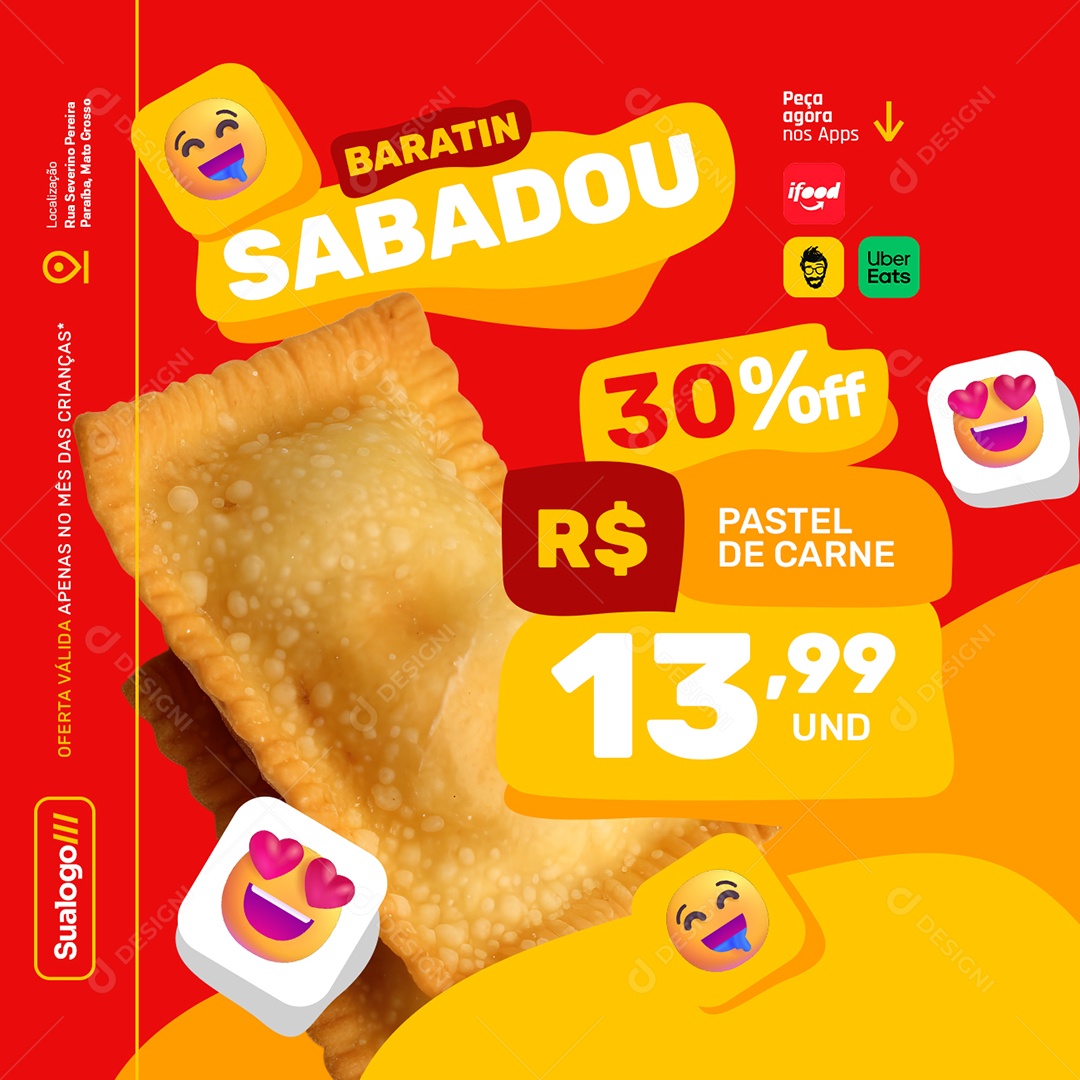 Pastelaria Baratin Sabadou Pastel de Carne Social Media PSD Editável