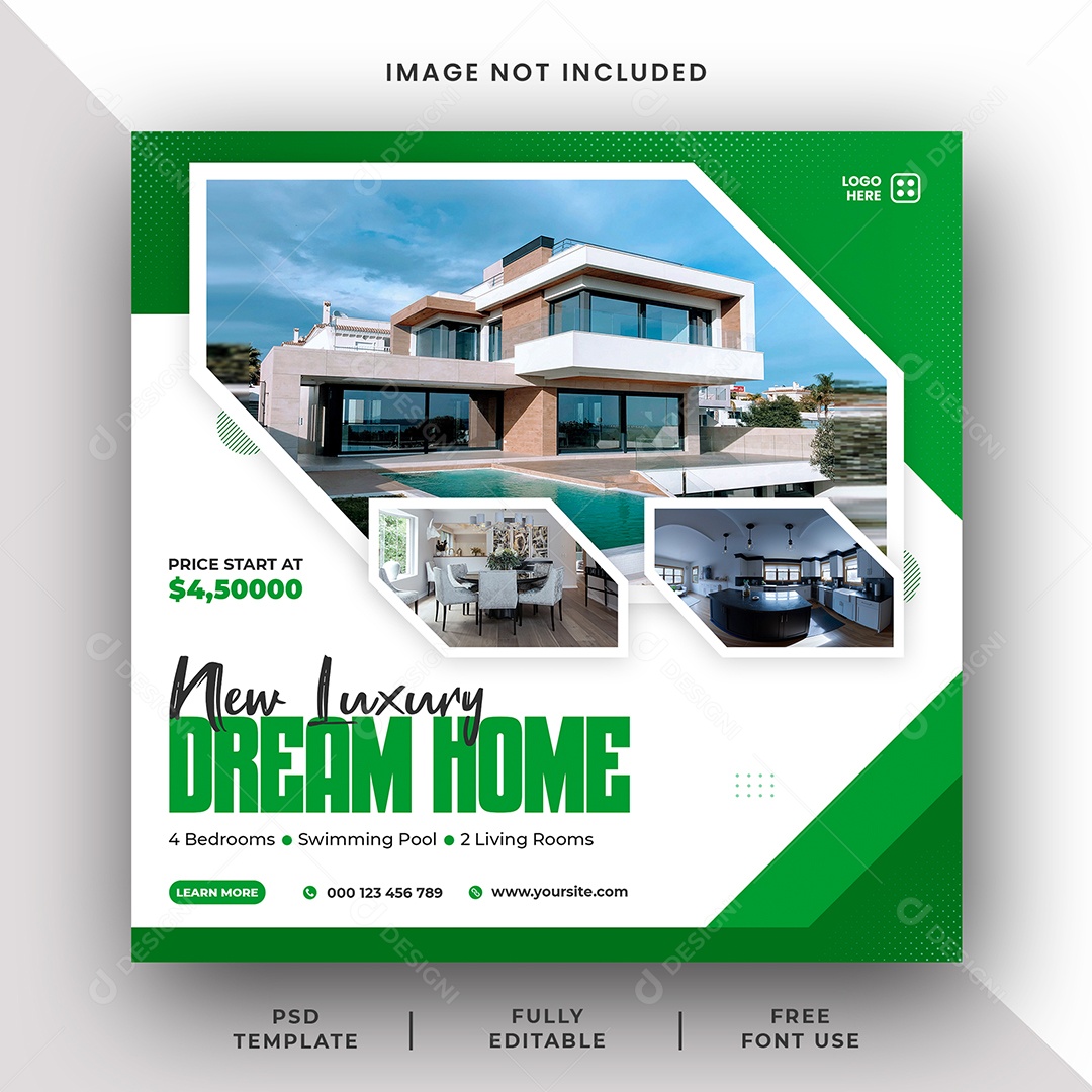 Imobiliária Encontre o Imóvel Dos Seus Sonhos Social Media PSD Editável