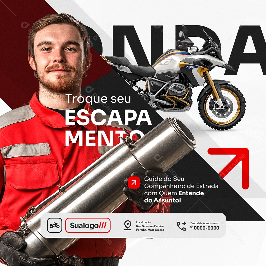 Oficina de Motos Troque seu Escapamento Social Media PSD Editável