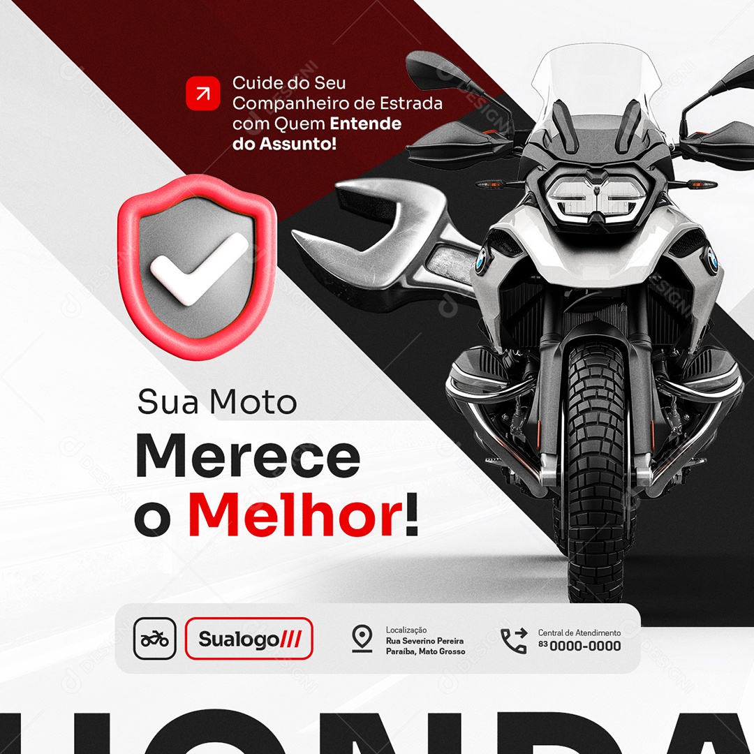 Oficina de Motos Sua Moto Merece o Melhor Social Media PSD Editável