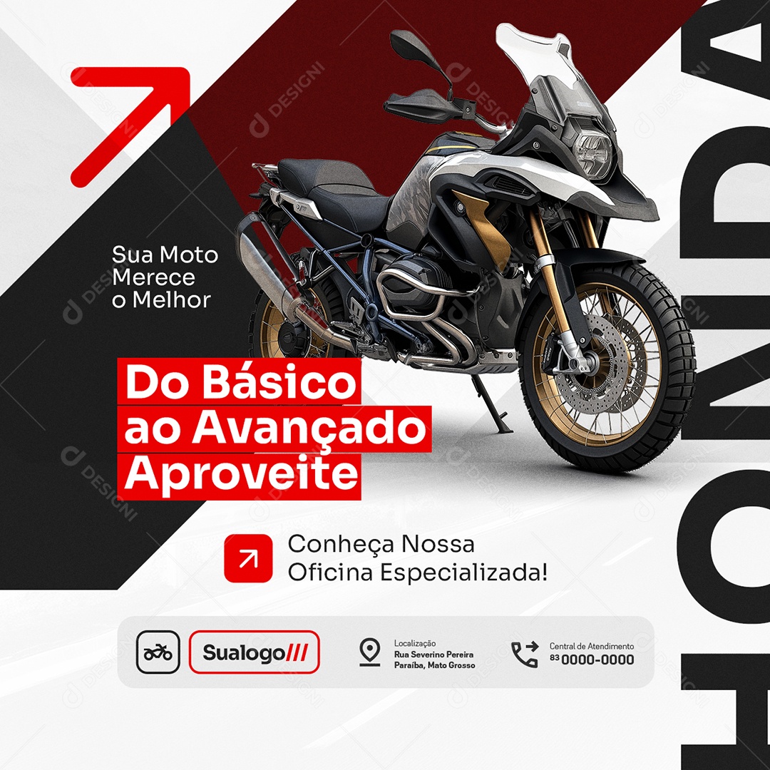 Oficina de Motos Do Básico ao Avançado Aproveite Social Media PSD Editável