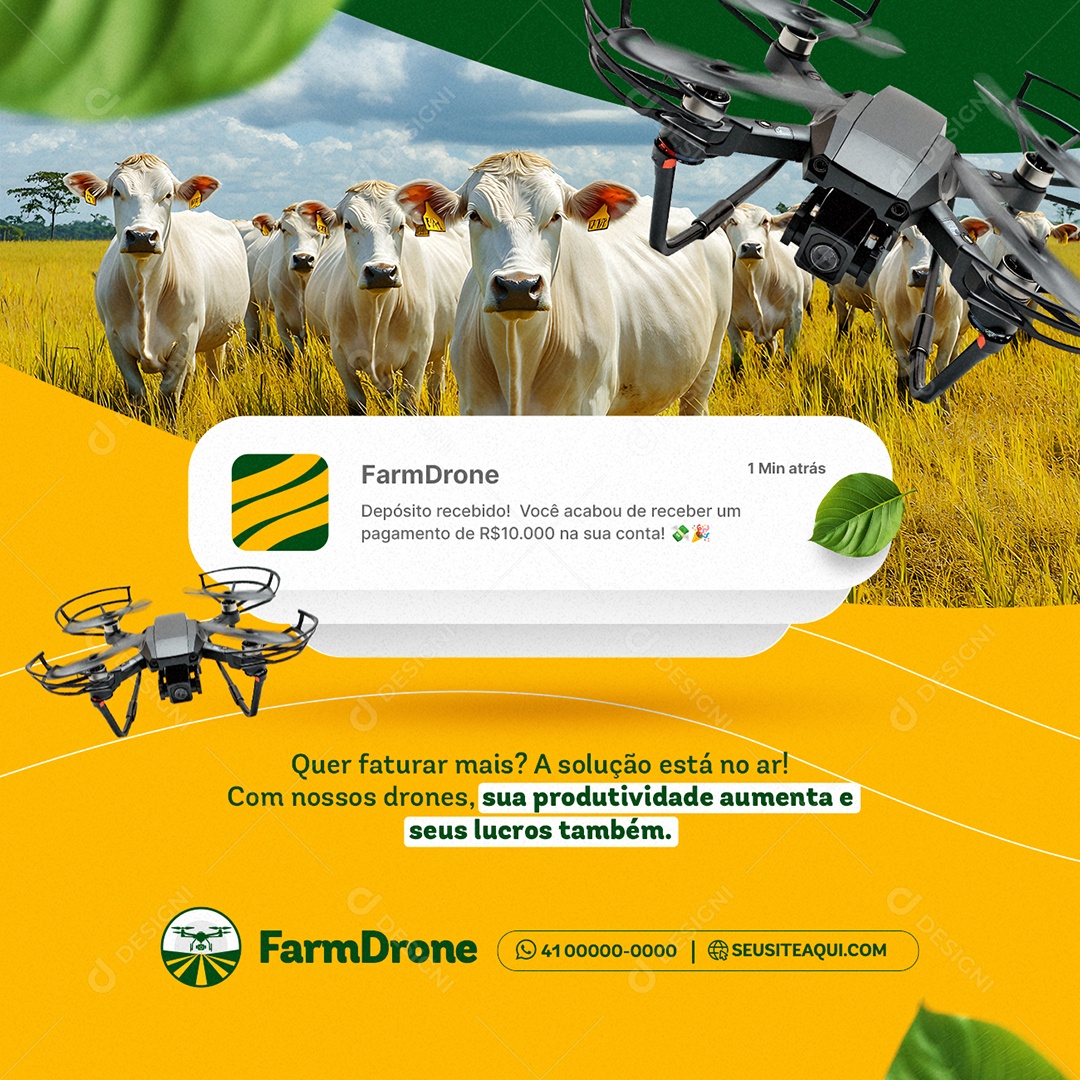 Agronegócio Drones Quer Faturar Mais Social Media PSD Editável