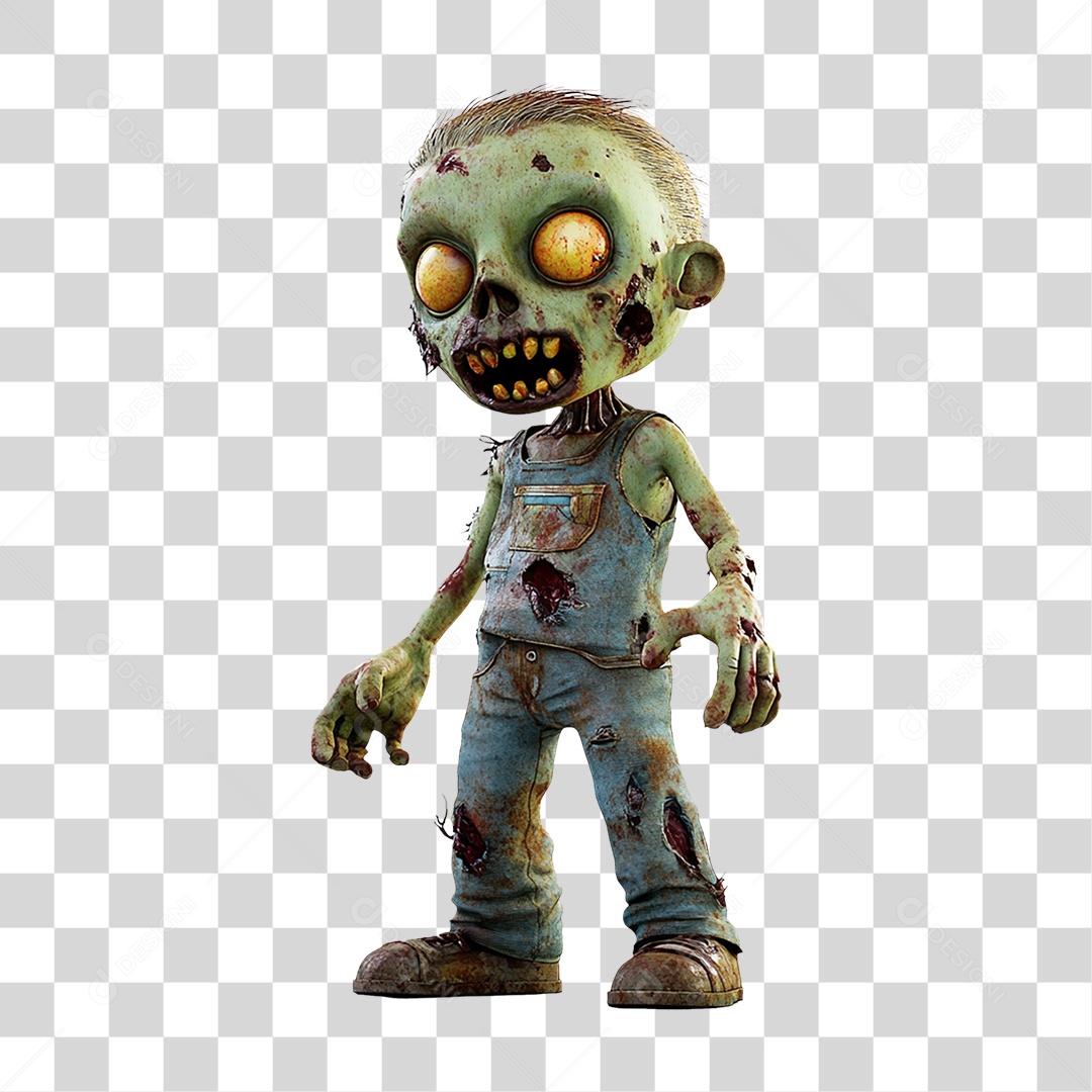 Elemento 3D Zumbi de Halloween PNG Transparente