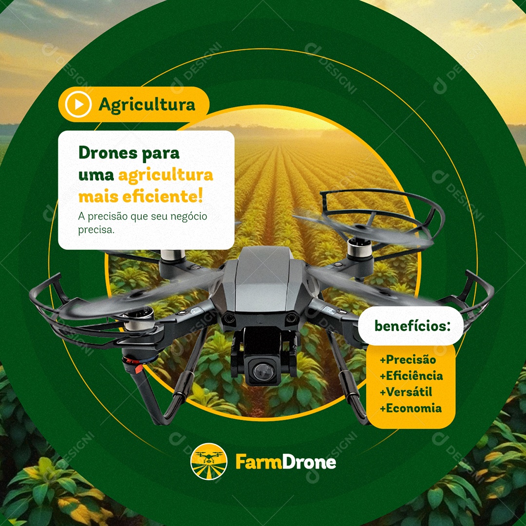 Agronegócio Drones Agricultura Social Media PSD Editável
