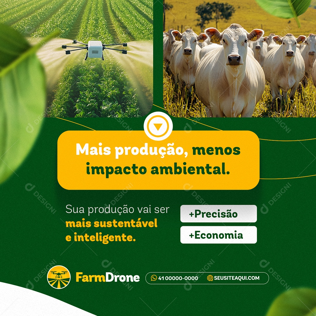 Agronegócio Drones Mais Produção Social Media PSD Editável