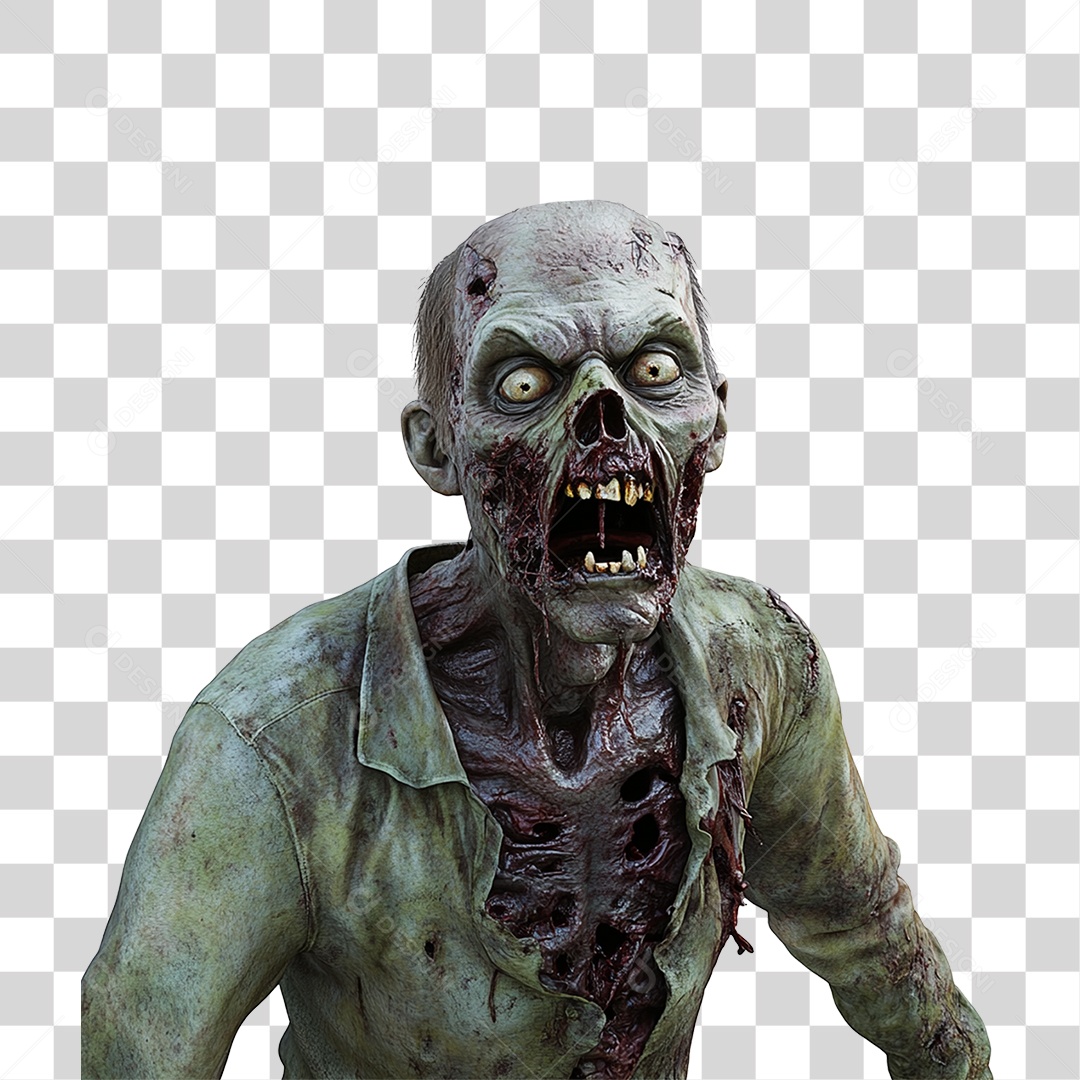 Elemento 3D Zumbi de Halloween PNG Transparente