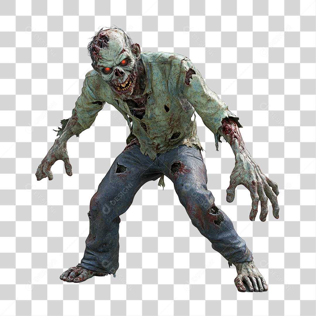 Elemento 3D Zumbi de Halloween PNG Transparente