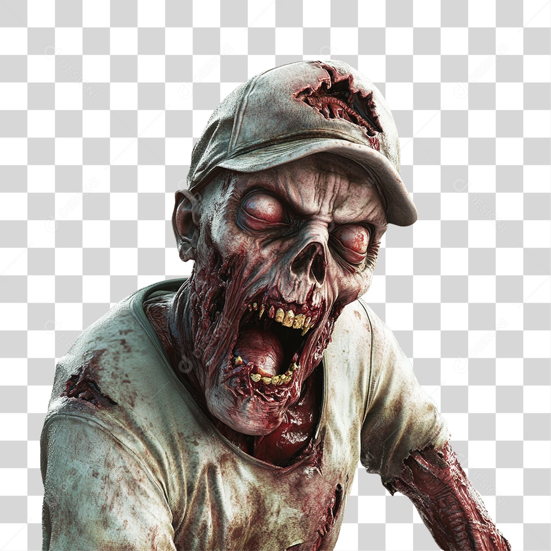 Elemento 3D Zumbi de Halloween PNG Transparente