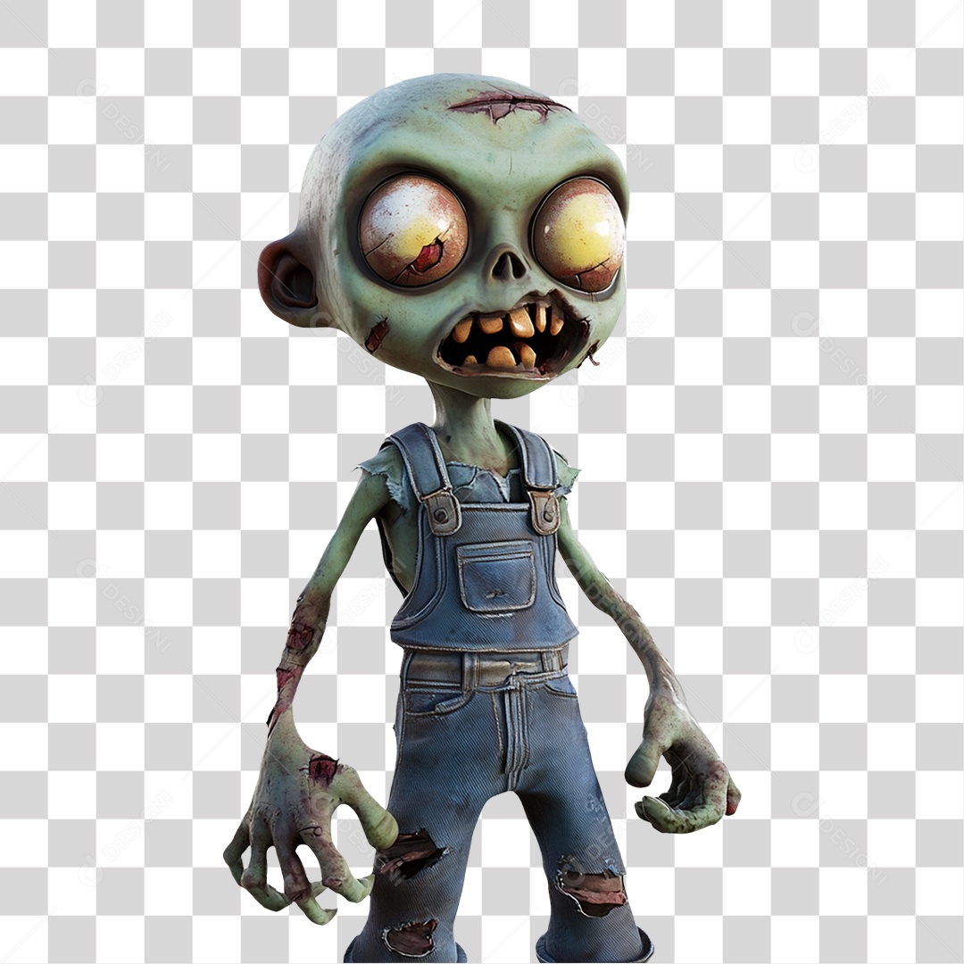 Elemento 3D Zumbi de Halloween PNG Transparente