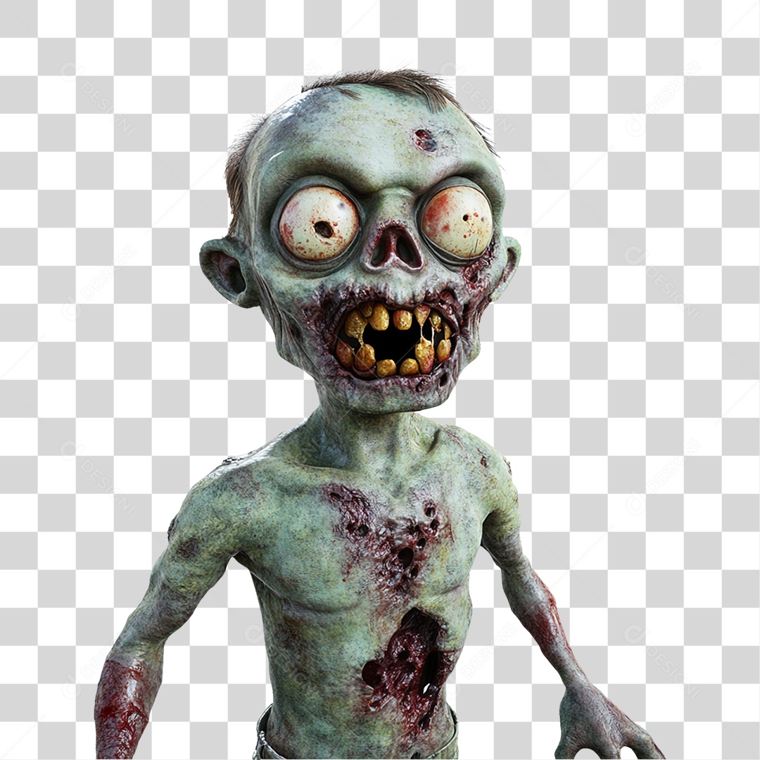 Elemento 3D Zumbi de Halloween PNG Transparente