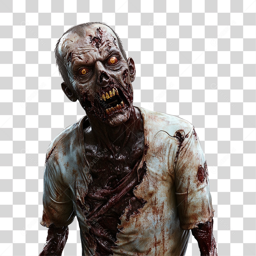 Elemento 3D Zumbi de Halloween PNG Transparente