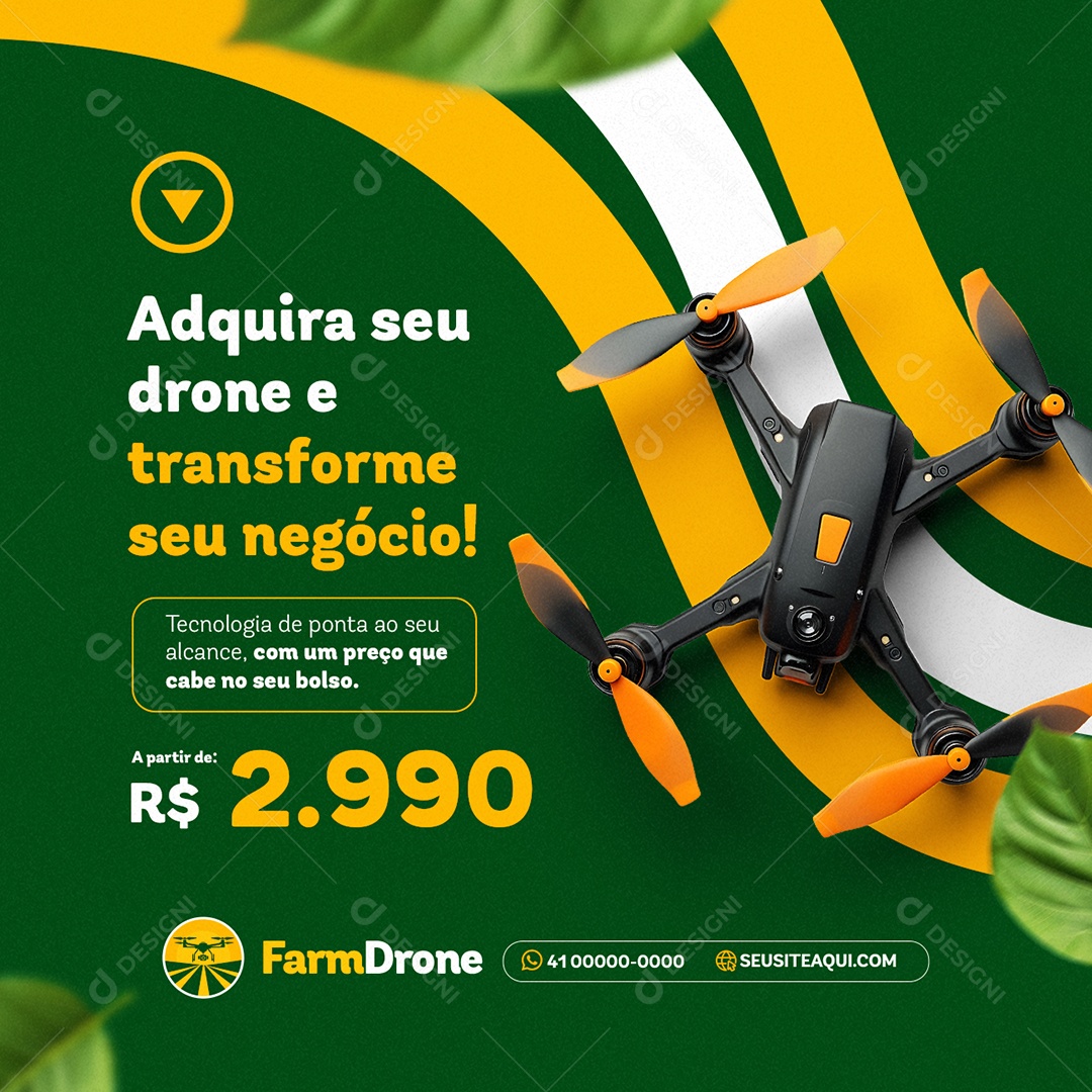 Agronegócio Drones Adquira seu Drone Social Media PSD Editável