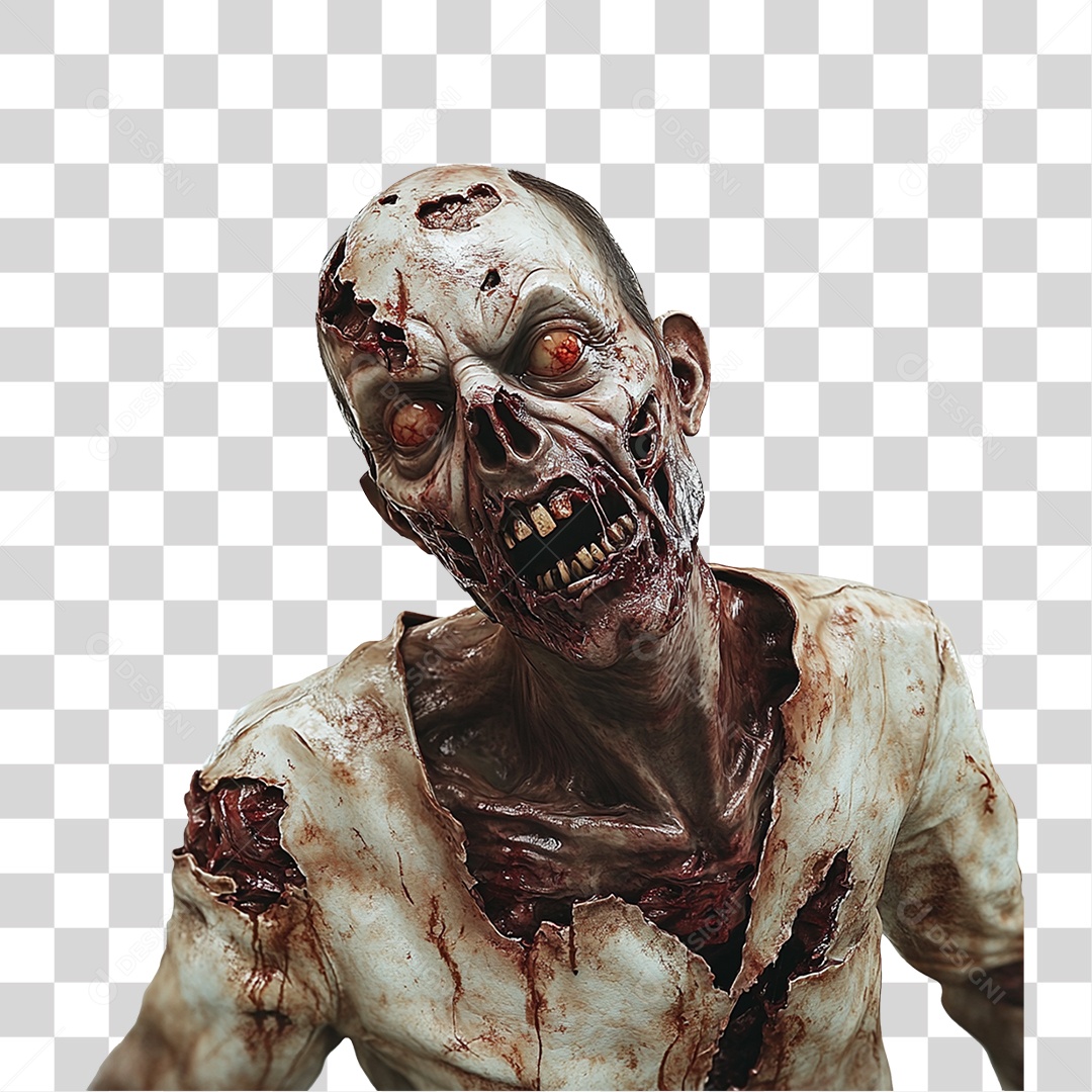 Elemento 3D Zumbi de Halloween PNG Transparente
