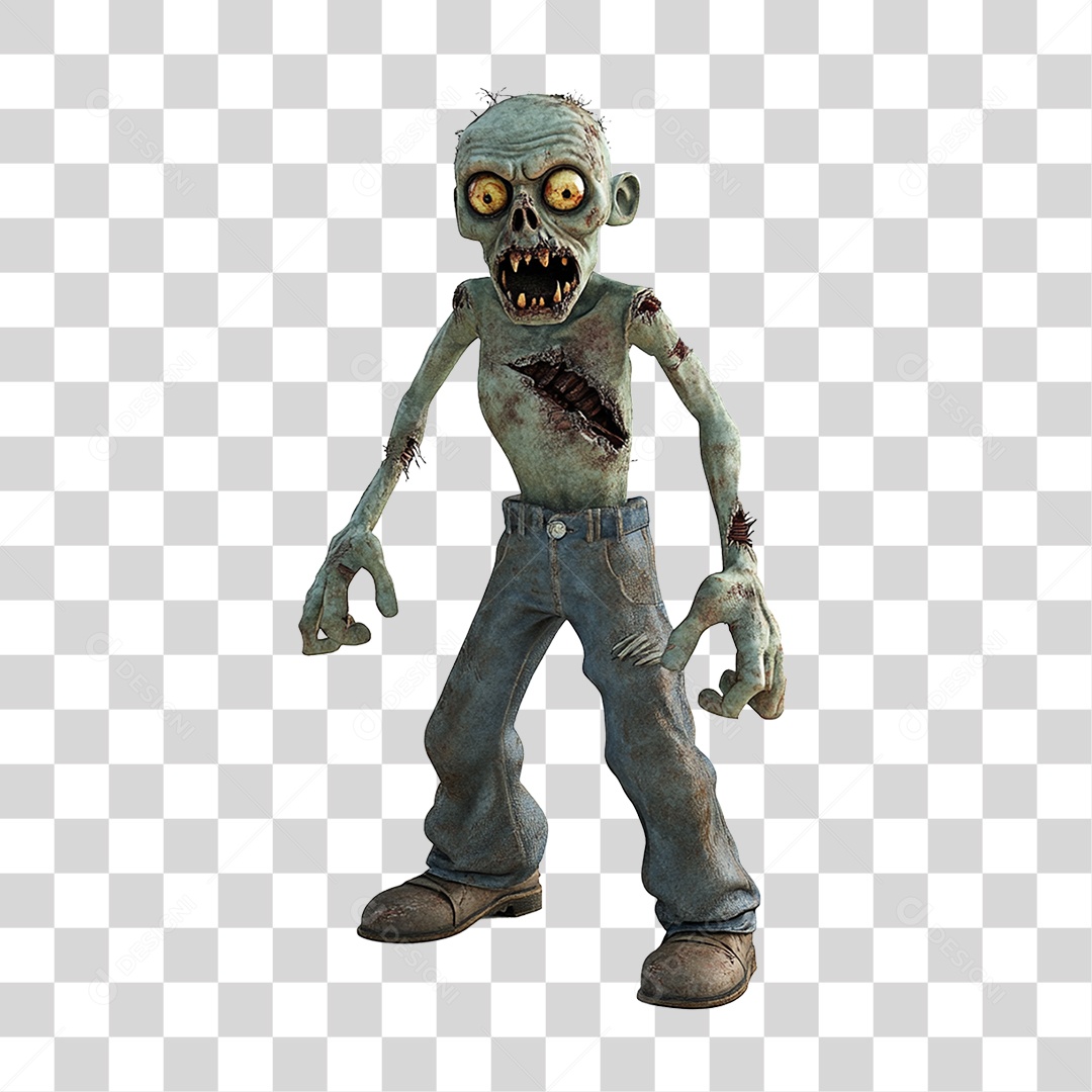 Elemento 3D Zumbi de Halloween PNG Transparente