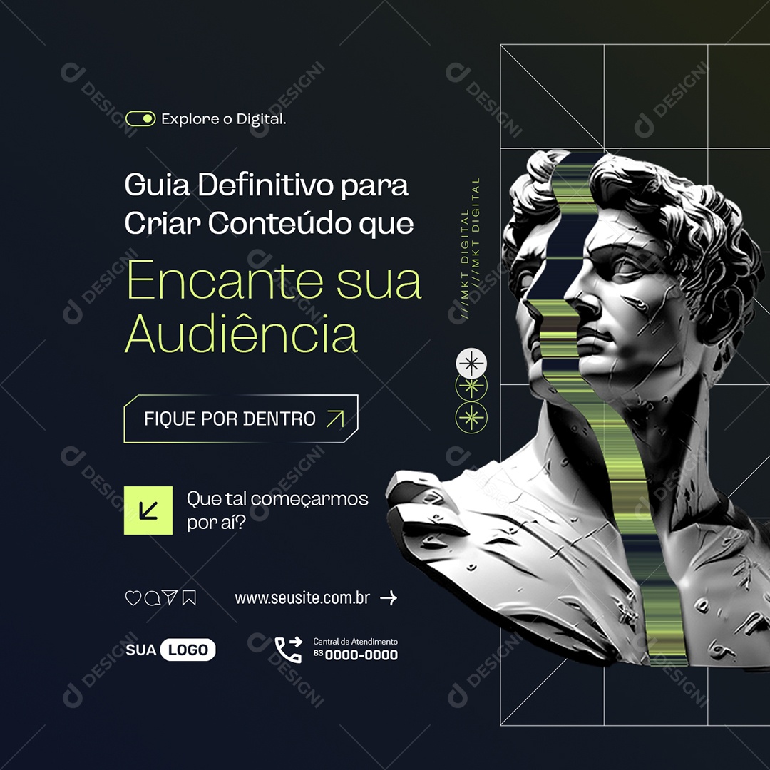 Marketing Digital Encante sua Audiência Social Media PSD Editável