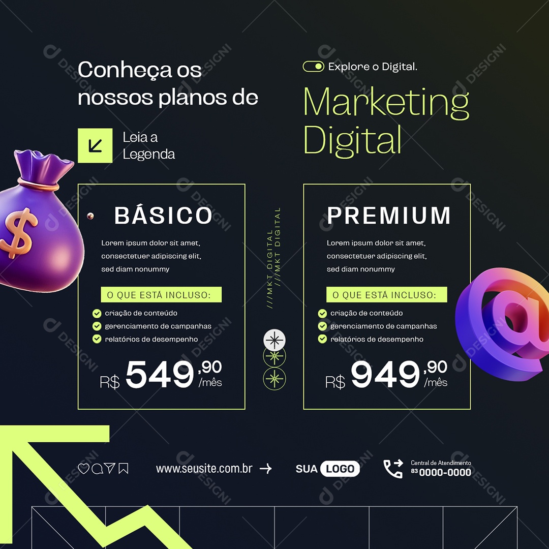 Marketing Digital Básico Premium Social Media PSD Editável