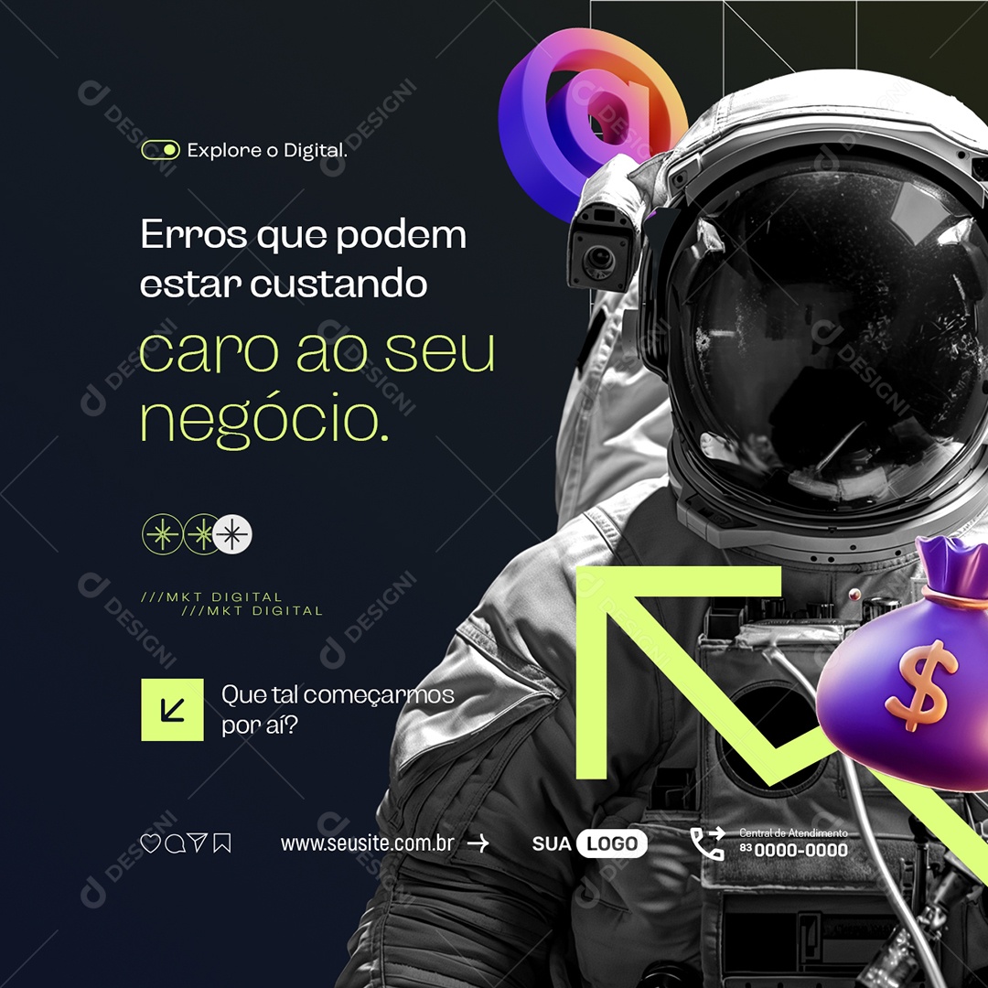 Marketing Digital Caro ao Seu Negócio Social Media PSD Editável
