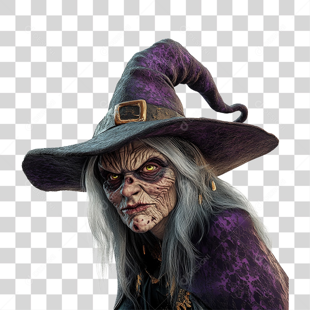 Elemento 3D Bruxa do Halloween PNG Transparente