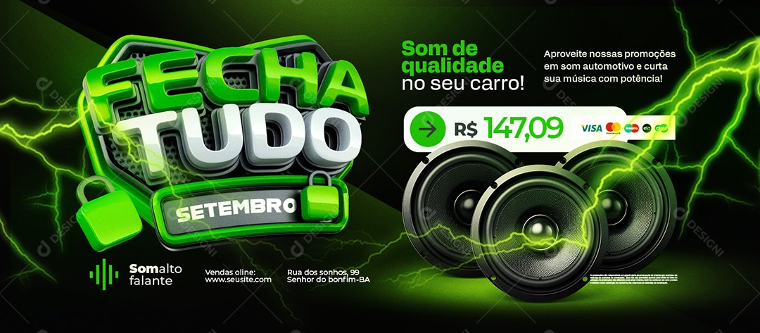 Banner Fecha Tudo Setembro Som Automotivo Som de Qualidade no Seu Carro Social Media PSD Editável
