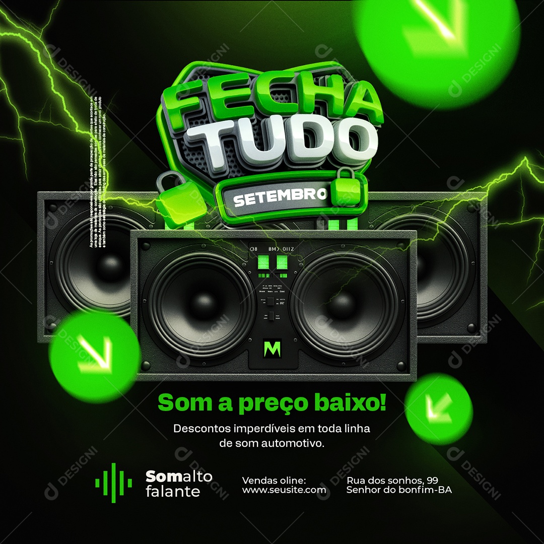 Fecha Tudo Setembro Som Automotivo Preço Baixo Social Media PSD Editável
