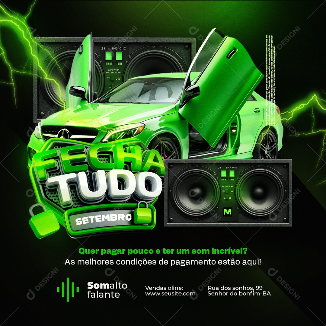 Fecha Tudo Setembro Som Automotivo As Melhores Condições Social Media PSD Editável