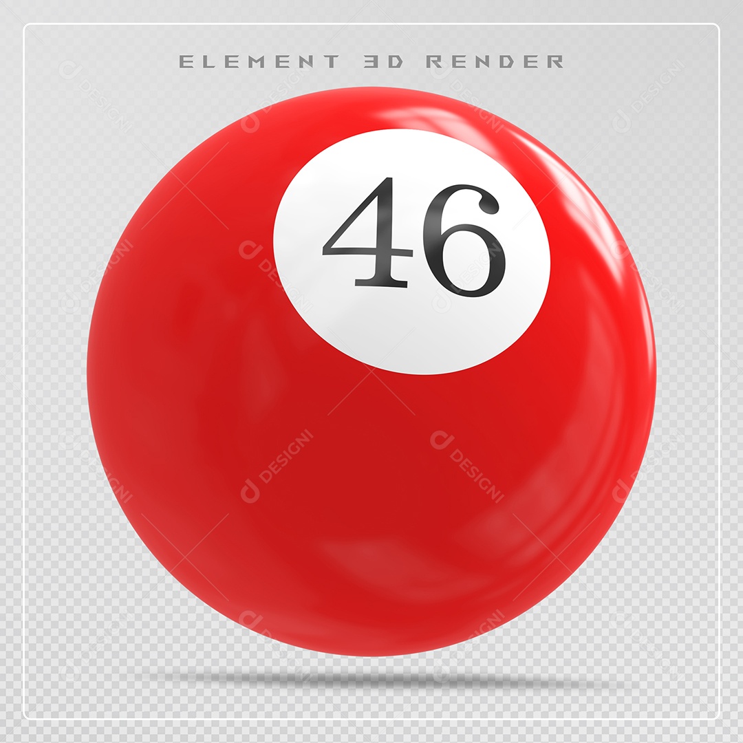 Bola de Bilhar Número 46 Vermelha Elemento 3D para Composição Sem Fundo
