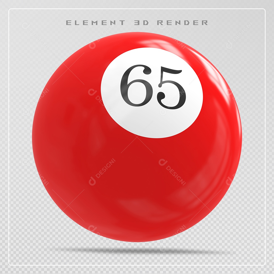 Bola de Bilhar Número 165Vermelha Elemento 3D para Composição Sem Fundo