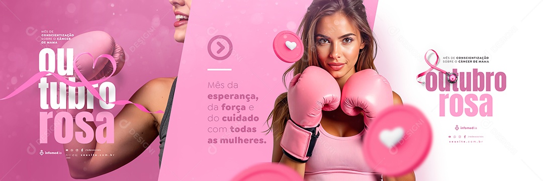 Carrossel Outubro Rosa Mês da Esperança Social Media PSD Editável