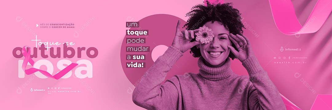 Carrossel Outubro Rosa Toque-Se Social Media PSD Editável