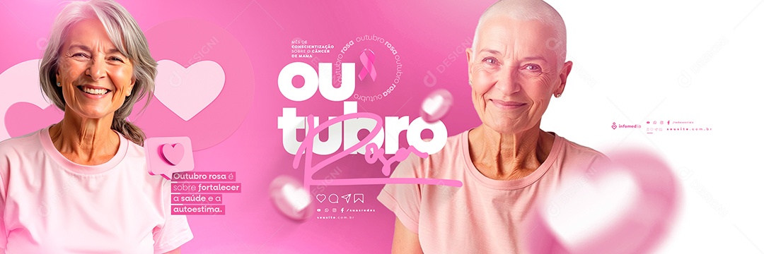 Carrossel Outubro Rosa Mês de Conscientização Sobre o Câncer de Mama Social Media PSD Editável