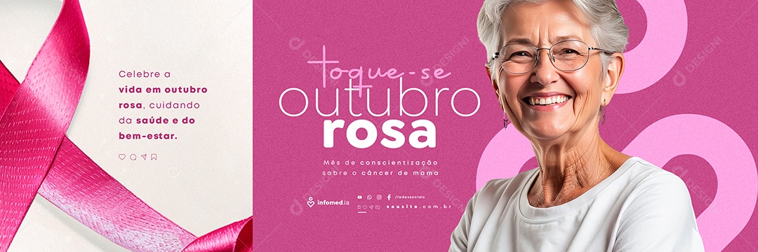 Carrossel Outubro Rosa Toque-Se Social Media PSD Editável