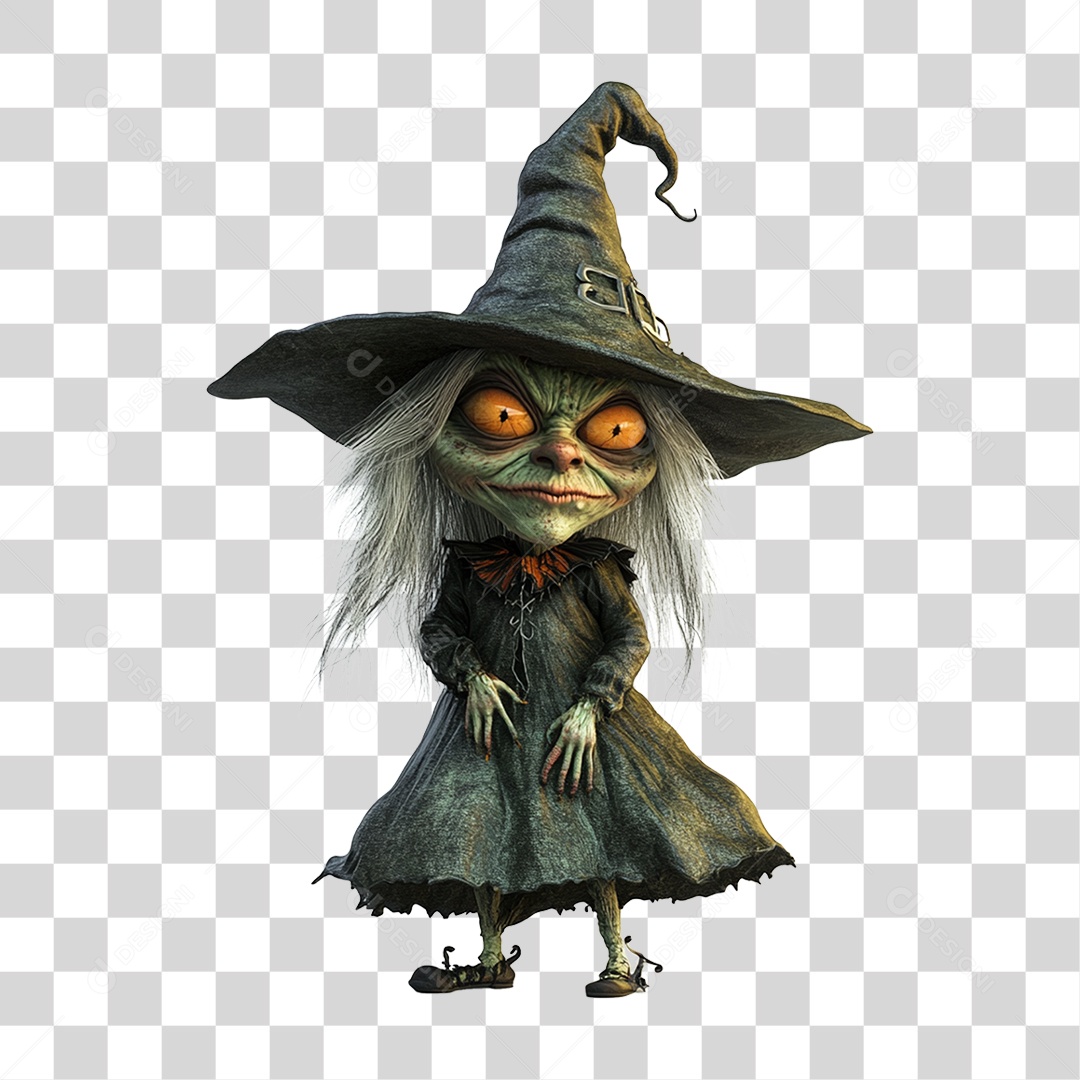 Elemento 3D Bruxa do Halloween PNG Transparente