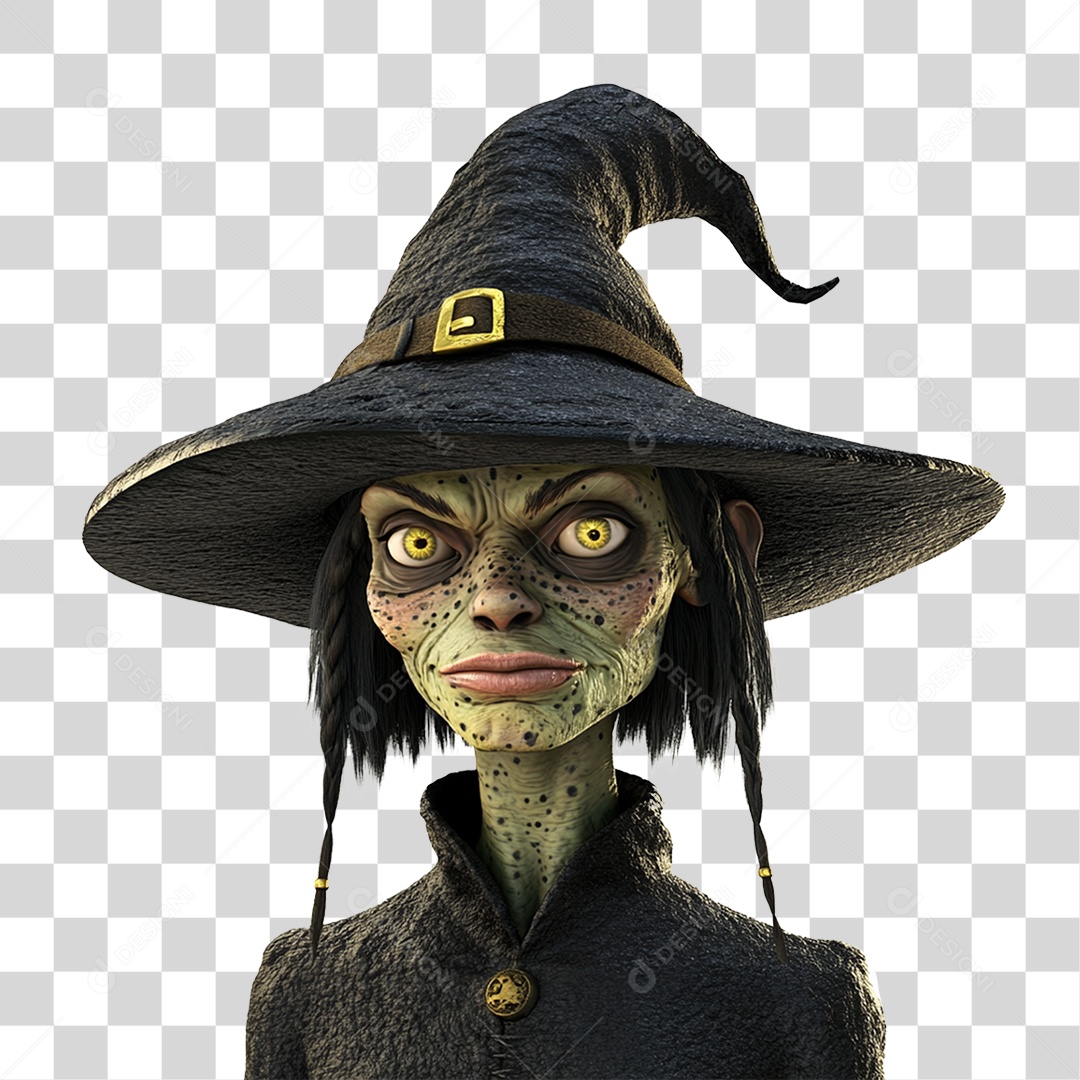 Elemento 3D Bruxa do Halloween PNG Transparente